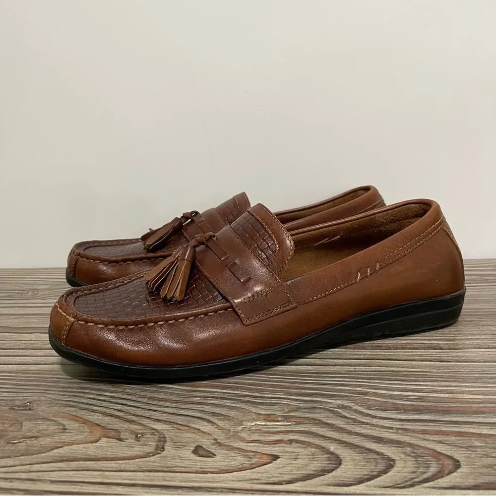 Dockers Memory Foam Brown Leather Loafer Men 10M Comfort Office Business Casual
